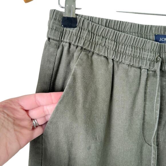 J.Crew Linen Cotton Blend Jogger Pants Drawstring Waist in Olive Green,‎ Size 4 - Picture 7 of 9